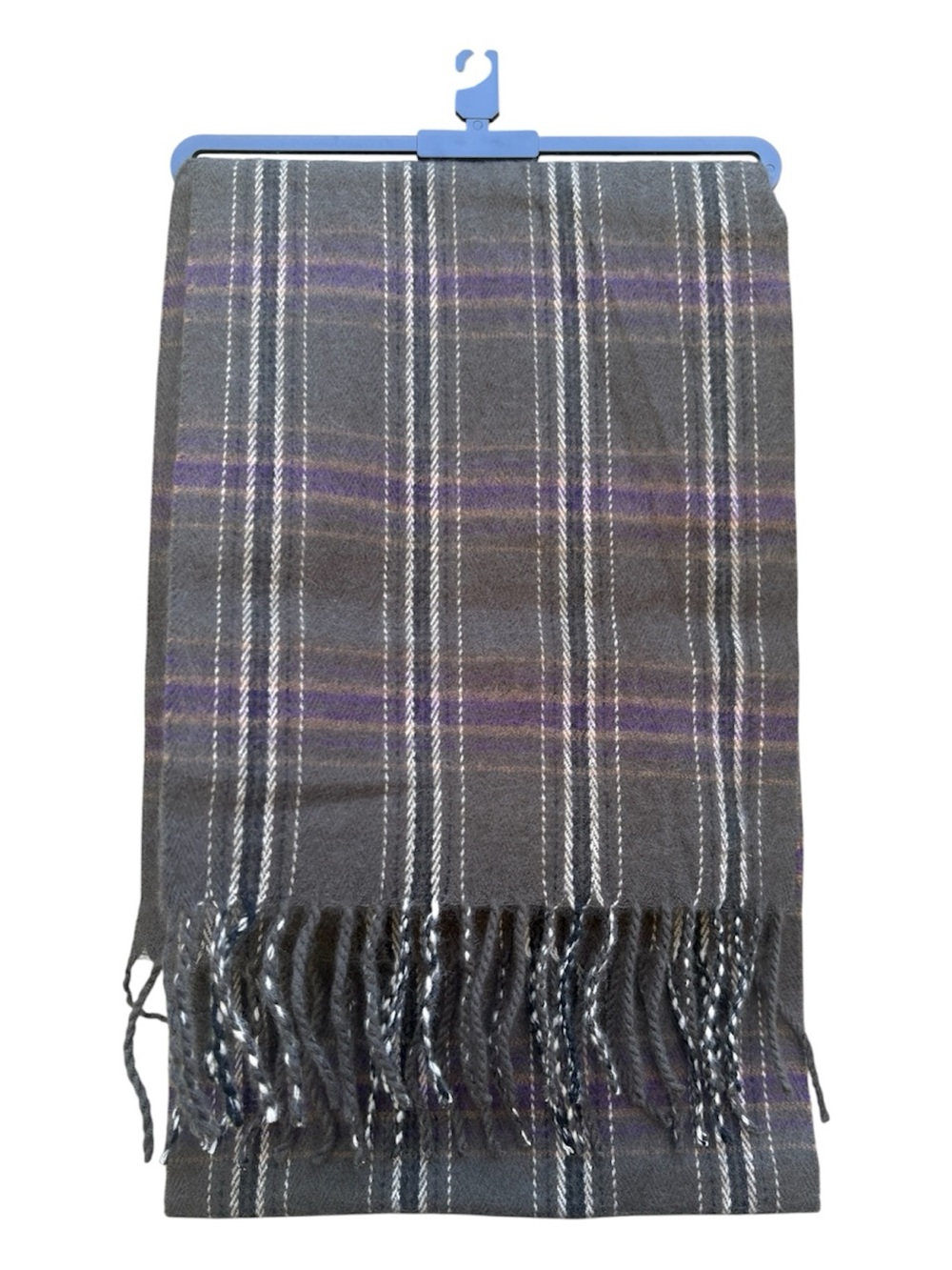 Route 66 Olive Scottish Tartan Knit Scarf with Purple Accent CV8